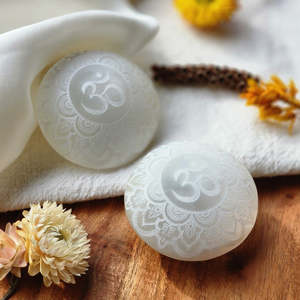 Crystals: Selenite Palm Stone |  Om Mandala