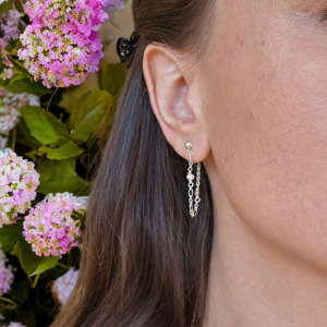 Earrings: Rosie Studs | Pink Tourmaline + Pearl