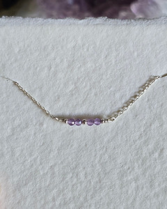 Necklaces: Amethyst | Silver Bar Necklace