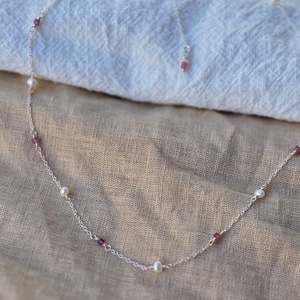 Rosie Necklace | Pink Tourmaline + Pearl | Silver
