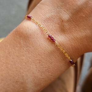 Natural Gemstone Bracelets: Garnet Chain Bracelet | Gold Filled