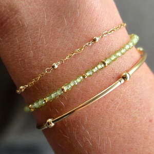 Natural Gemstone Bracelets: Peridot | Clasp Bracelet | Gold
