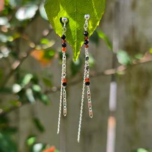 New: Layla Studs | Black Spinel + Orange Garnet