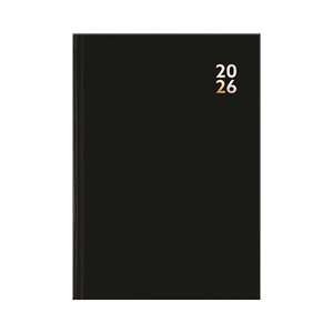 2026 Diary Deluxe A6 Week To View Hard Cover Black - Stationery City Office &amp&hellip;