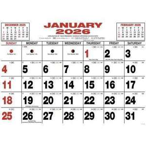 Products: 2026 Wall Calendar King Size 354mm X 500mm - Stationery City Office & School Supplies NZ