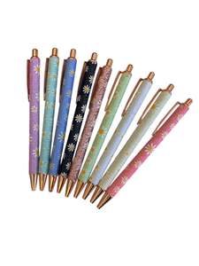 Smooth Glitter and Daisy Print ballpoint Pens