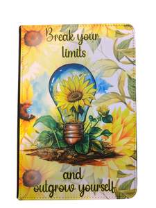 Notebook Designs Flowers Nature: Break Your Limits - Reusable Notebook, Journal, cover, colourful, Sunflower