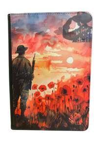 Notebook Designs Flowers Nature: ANZAC inspired- Reusable Notebook, poppies, lined, sunset