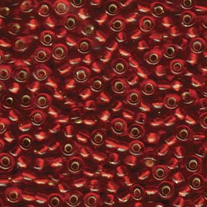 Size 6 Seed Bead, Silver Lined Ruby (10gms)