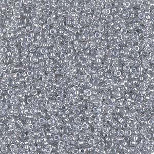 Size 15 Miyuki Seed Beads: Size 15 Seed Bead, Sparkling Pale Grey Lined Crystal (10gms)