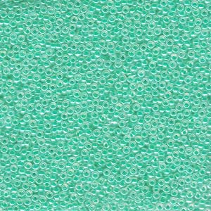 Size 15 Miyuki Seed Beads: Size 15 Seed Bead, Green/Aqua Ceylon (10gms)