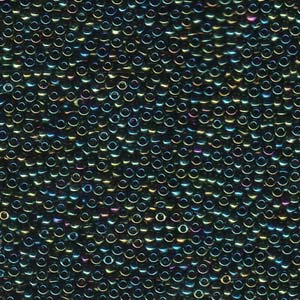 Size 15 Miyuki Seed Beads: Size 15 Seed Bead, Green Iris (10gms)