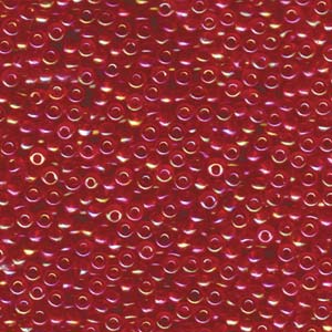Size 8 Seed Bead, Transparent Dark Red AB (10gms)