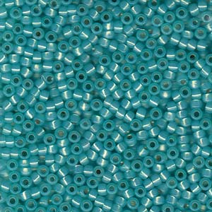 Size 8 Miyuki Seed Beads: Size 8 Seed Bead, Dyed Mint Green Silver Lined Alabaster (10gms)