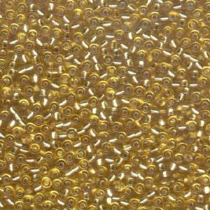 Size 8 Miyuki Seed Beads: Size 8 Seed Bead, Silver Lined Gold (10gms)