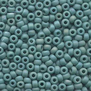 Size 6 Miyuki Seed Beads: Size 6 Seed Bead, Matte Opaque Turquoise Green AB (10gms)