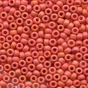 Size 6 Miyuki Seed Beads: Size 6 Seed Bead, Matte Opaque Orange AB (10gms)