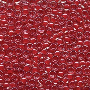 Size 6 Miyuki Seed Beads: Size 6 Seed Bead, Dark Coral Lined Crystal (10gms)