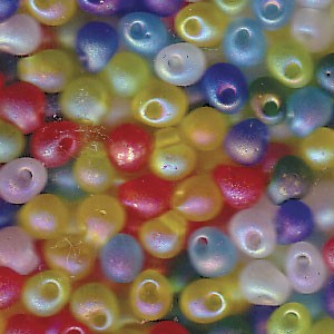 4x3mm Miyuki Drops: 4x3mm Drop Bead Mix, Matte Rainbow AB (10gms)