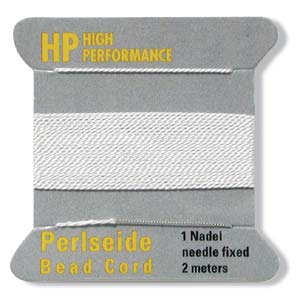 Griffin Bead Cord: High Performance Bead Cord, White, Size 4, 0.6mm (2m card - Only one left)