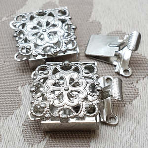 Clasps: Fancy Clasp, Nickel, Double Strand, 19x16mm (1pc - only one left)