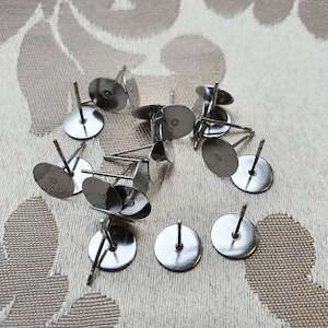 Earring Components: Earring Post with 6mm Flat Pad, Nickel (10 pairs)