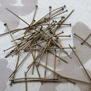 Earring Components: Headpin, Antique Gold, 30mm, 22ga (5gms/45pcs)