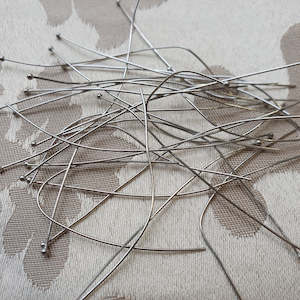 Earring Components: Headpin, Nickel with Ball, 70mm, 24ga (5gms/30pcs)