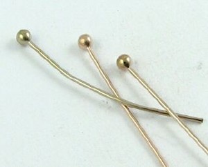 Earring Components: Headpin, Rose Gold with Ball, 25mm, 24ga (5gms/60pcs)