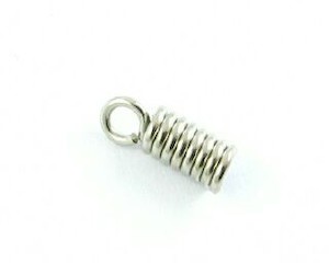 Leather Ends Clamshells: Leather End, Coil, Nickel, 11x4.5mm (10 pcs)