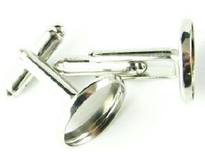 Miscellaneous Findings: Bezel Cufflink Base, Nickel, 16x19mm (1 pair)