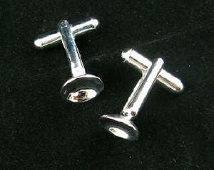 Miscellaneous Findings: Cufflink Base, Dish, Nickel, 21x10mm (1 pair)
