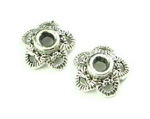 Bead Caps: Bead Cap, Ornate, Nickel, 4x10mm (20 pcs)