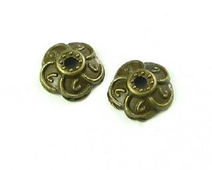 Bead Caps: Bead Cap, Ornate, Antique Gold, 3x9mm (20 pcs)