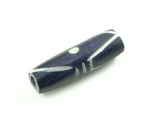 Bone Beads: Bone, Tube, Long 02, Deep Purple with White, 22x6mm (20pcs)