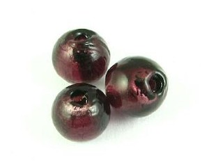Handmade Glass Beads Foil Gold Spun: Chinese Foil, Round, Dark Amethyst, 6mm (20 pcs)