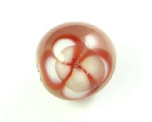 Handmade Glass Beads Lamp Work: Indonesian Lampwork, Round Flower, Mauve/White, 12mm (10 pcs)