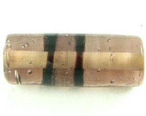 Handmade Glass Beads Lamp Work: Indian Lampwork, Tube Stripe, Amethyst, 27x11mm (10 pcs)