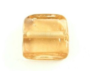 Handmade Glass Beads Single Colour: Indian Glass, Plain, Square, Champagne 13mm (40gms - 20pcs)