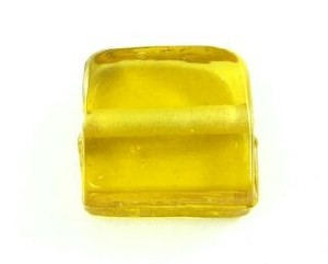 Handmade Glass Beads Single Colour: Indian Glass, Plain, Square, Amber, 13mm (40gms - 20pcs)