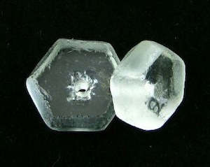 Recycled Glass: Indonesian Glass, Recycled, Hex Cut Rondelle, Matte Clear, approx 18x7mm (10pcs)