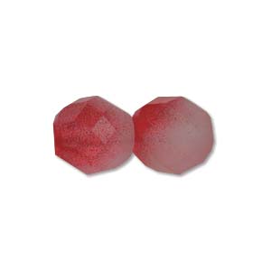 Faceted Czech Glass: Czech Glass Facet, Strawberry Matte (6 or 8mm)