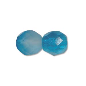 Faceted Czech Glass: Czech Glass Facet, Blue Pacific Matte (6 or 8mm)