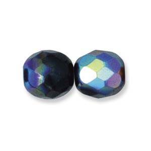Faceted Czech Glass: Czech Glass Facet, Jet AB (6 or 8mm)