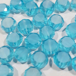 Chinese Crystal, Faceted Frost Coin, Aqua, 8x4mm (10 pcs)