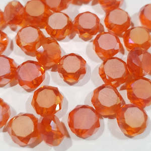 Chinese Crystal, Faceted Frost Coin, Orange AB, 8x4mm (10 pcs)
