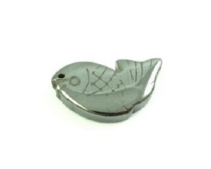 Hematite Stone: Hematite Stone Pendant, Fish, 30x17mm (1pc)