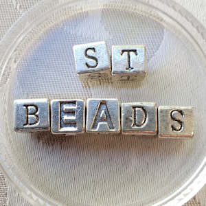Alphabet Beads: Metal Alphabet Bead, Square, Silver, 7mm (1pc)