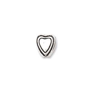 Plastic Metallic Beads: 6mm Plastic Metallic 3D Heart, Silver (10 pcs)