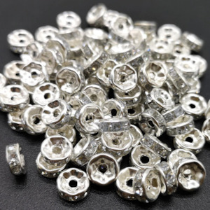 Rhinestone Roundels: Rhinestone Rondelles, Silver/Clear (4, 5, 6, 8 or 10mm)